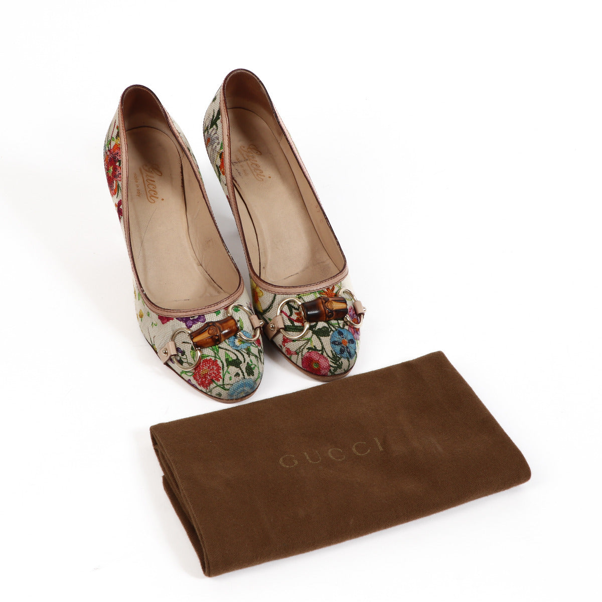 Gucci Multicolor Canvas Floral Heels for the best price at Labellov
