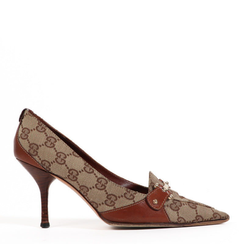 Gucci GG Canvas Horsebit Hakken - Maat 37