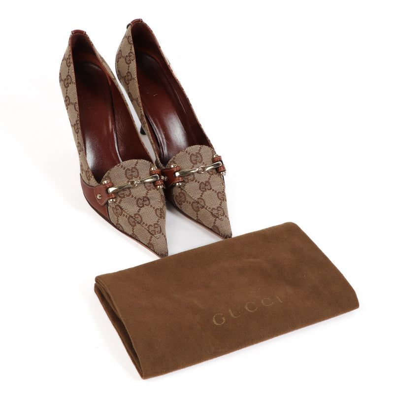 Gucci GG Canvas Horsebit Hakken - Maat 37