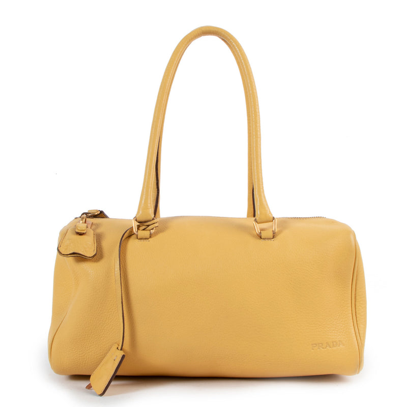 Prada Gele Kleine Leren Boston Tas