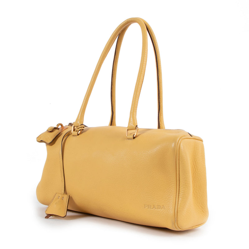 Prada Gele Kleine Leren Boston Tas