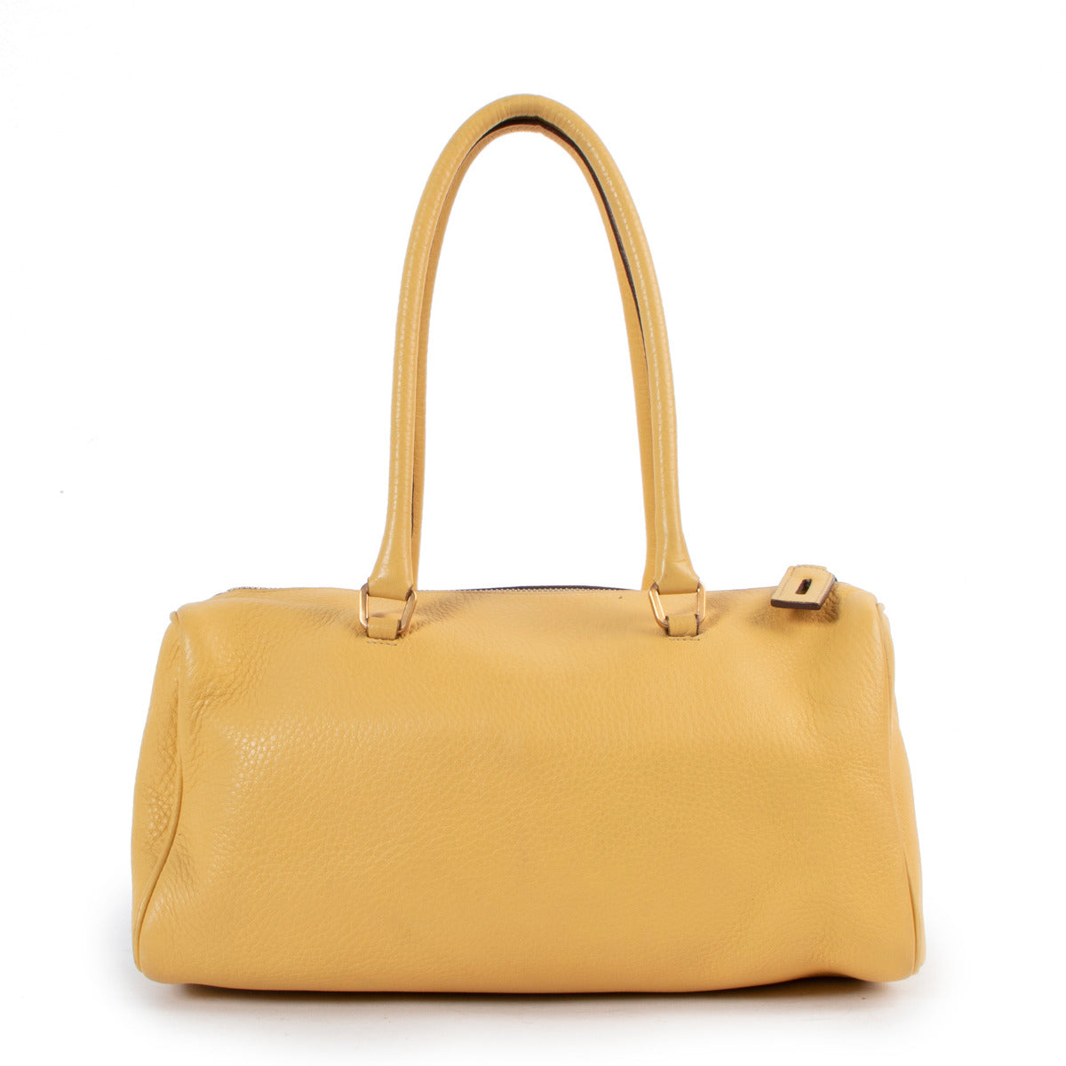 Prada Yellow Small Leather Boston Bag