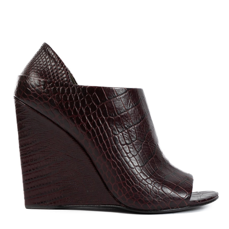 Alexander Wang Burgundy Croc Embossed Wedge Sandals
