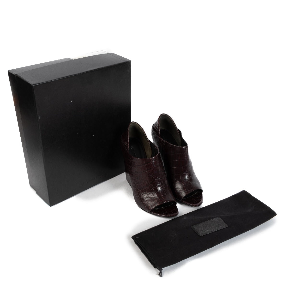 Alexander Wang Burgundy Croc Embossed Wedge Sandals