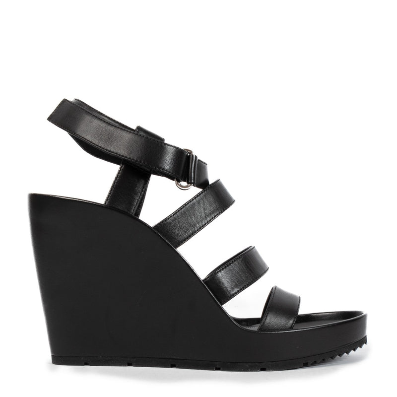 Balenciaga Zwarte Leren Sandalen met Bandjes en Sleehak - Maat 40,5