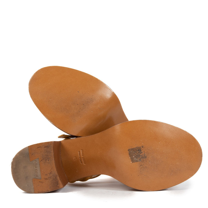 Miu Miu Camel Houten Sandalen - Maat 41