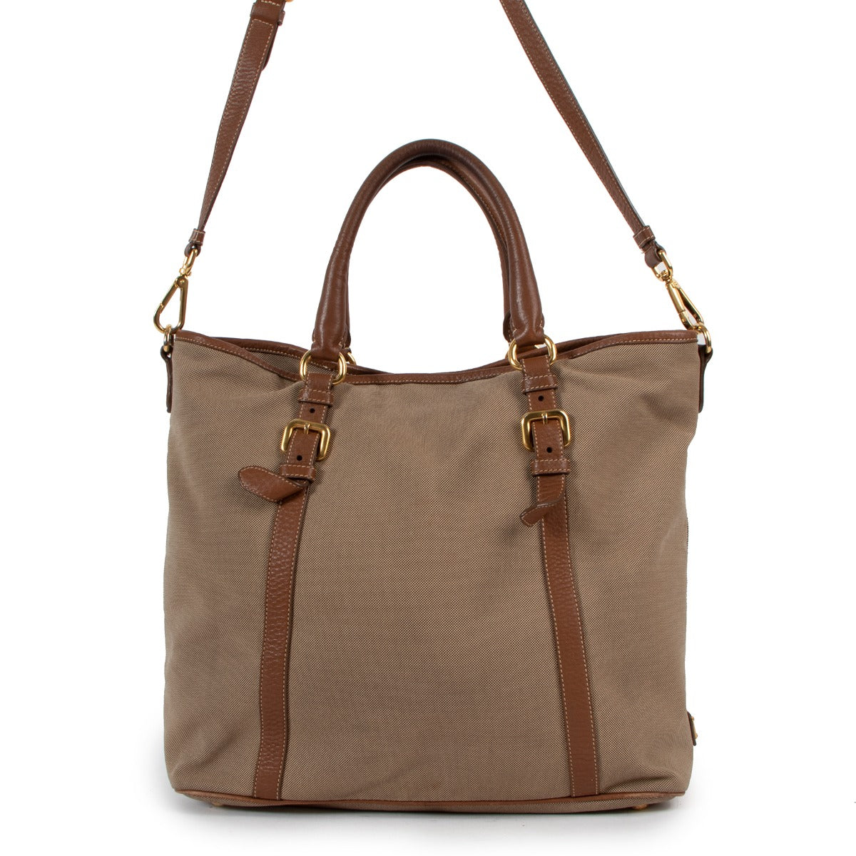 Prada Logo Jacquard Canvas Tote Bag