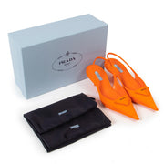 Prada Orange Nylon Slingback Heels