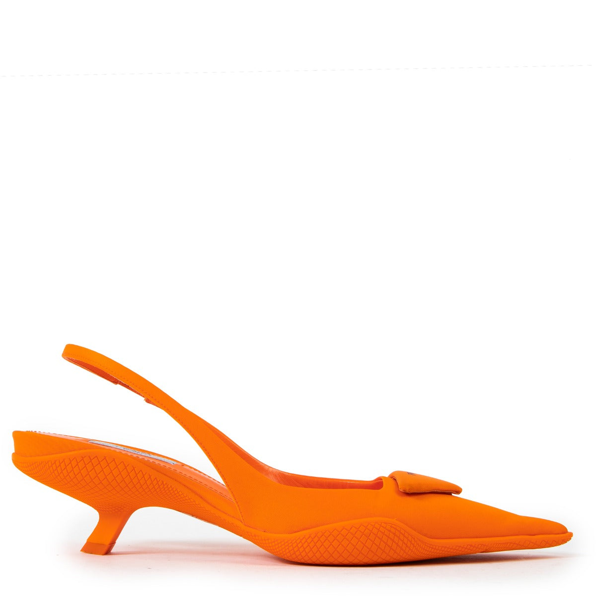 Prada Orange Nylon Slingback Heels