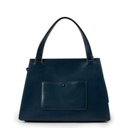 Celine Deepsea Blue Medium Edge Top Handle Bag backside of the bag