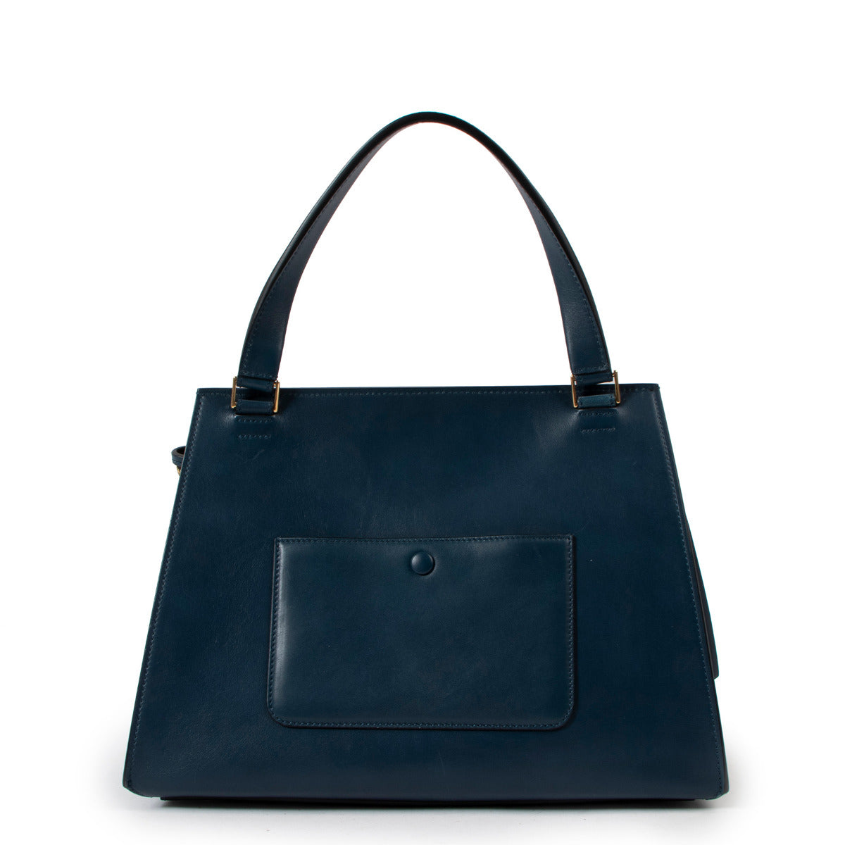 Celine Deepsea Blue Medium Edge Top Handle Bag backside of the bag
