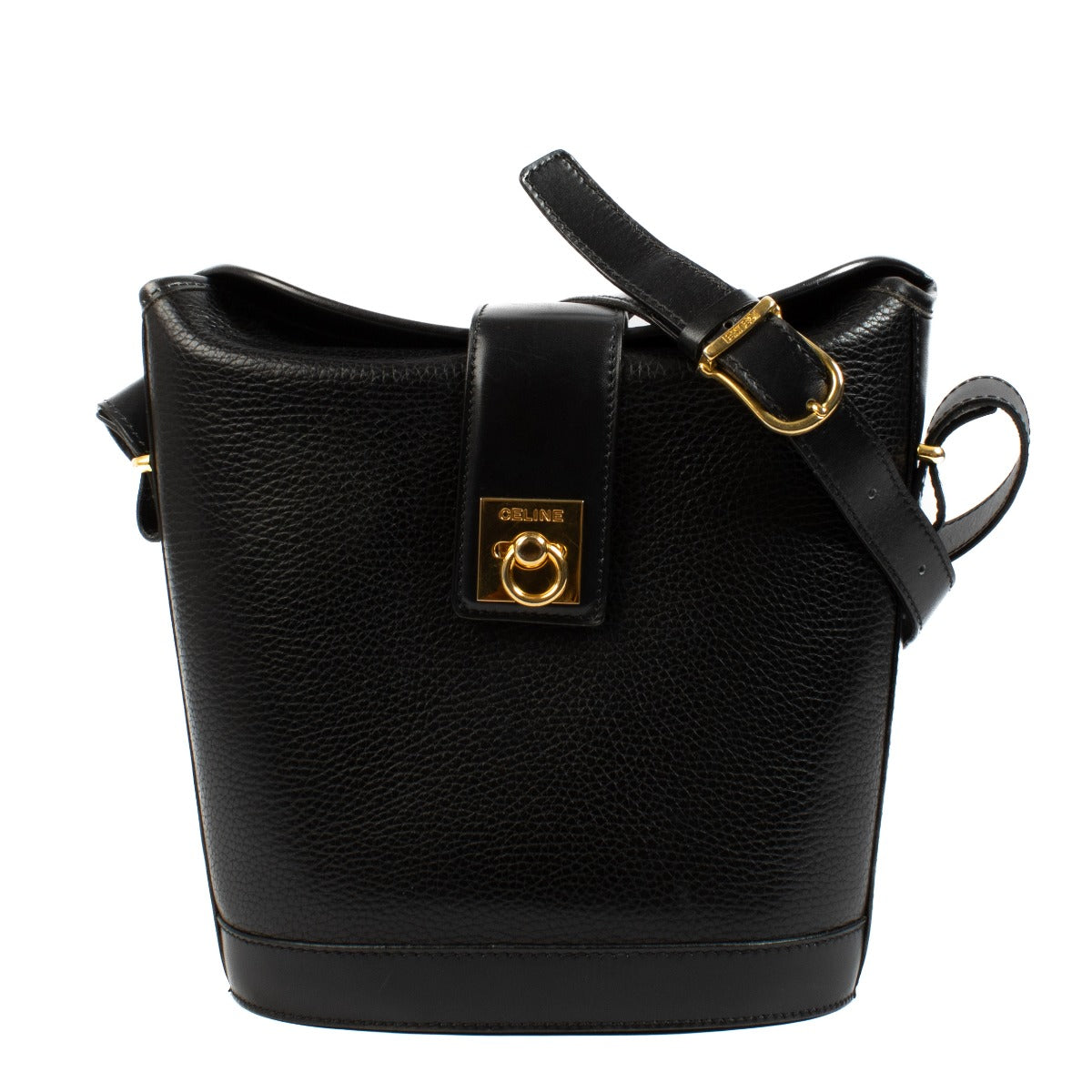 Celine Black Ring Closure Bucket Shoulder bag