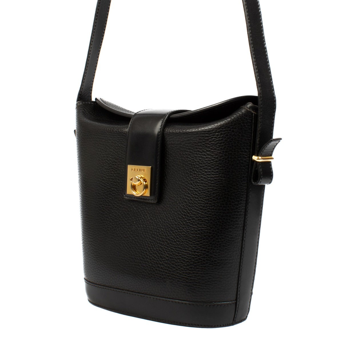 Celine Black Ring Closure Bucket Shoulder bag