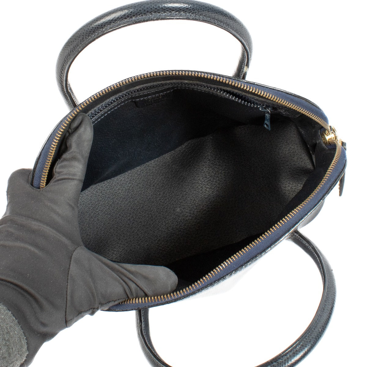 authentic pre loved Celine Dark Blue Grained Leather Dome Top Handle Bag on Labellov.com
