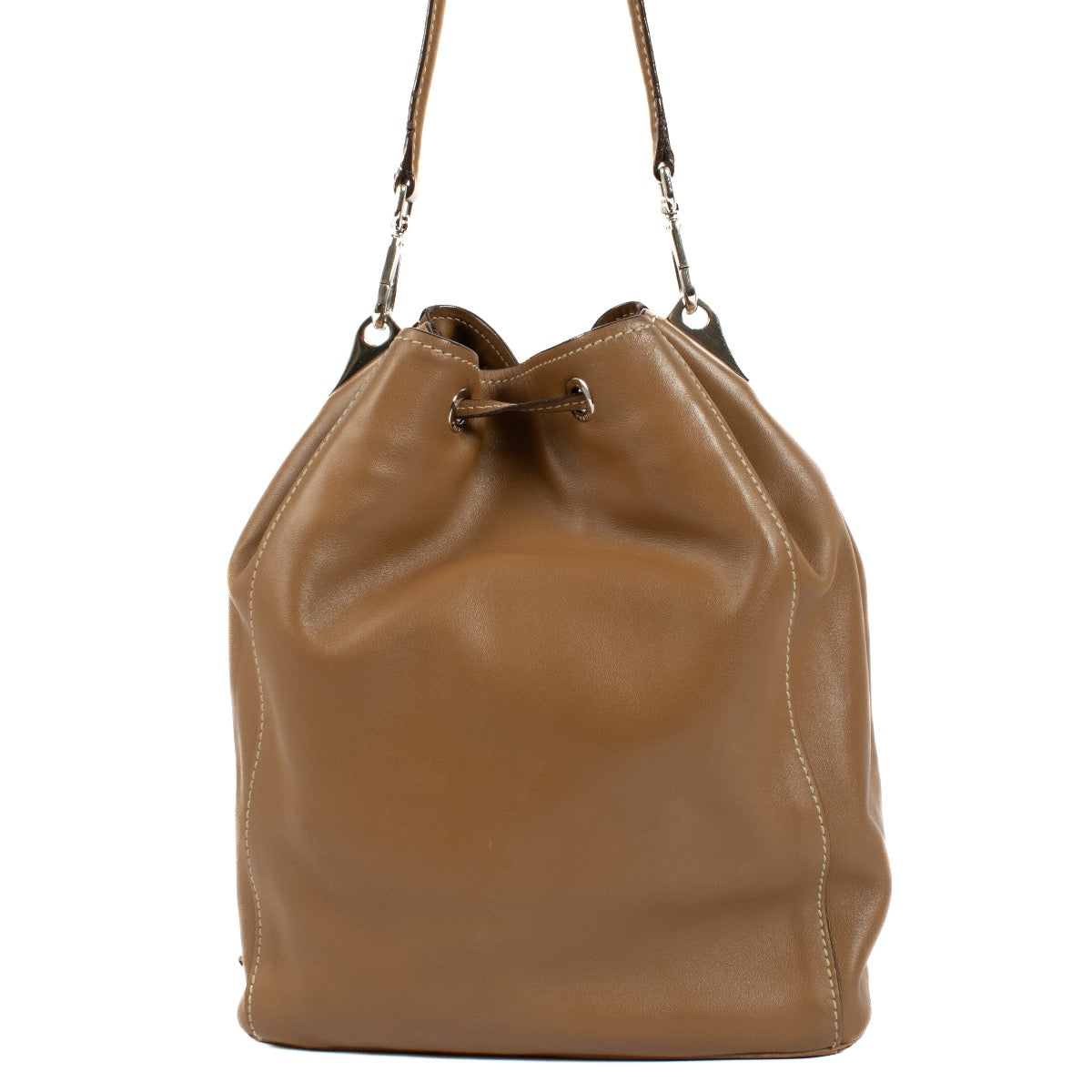 shop 100% authentic second hand Prada Brown Leather Bucket Bag on Labellov.com