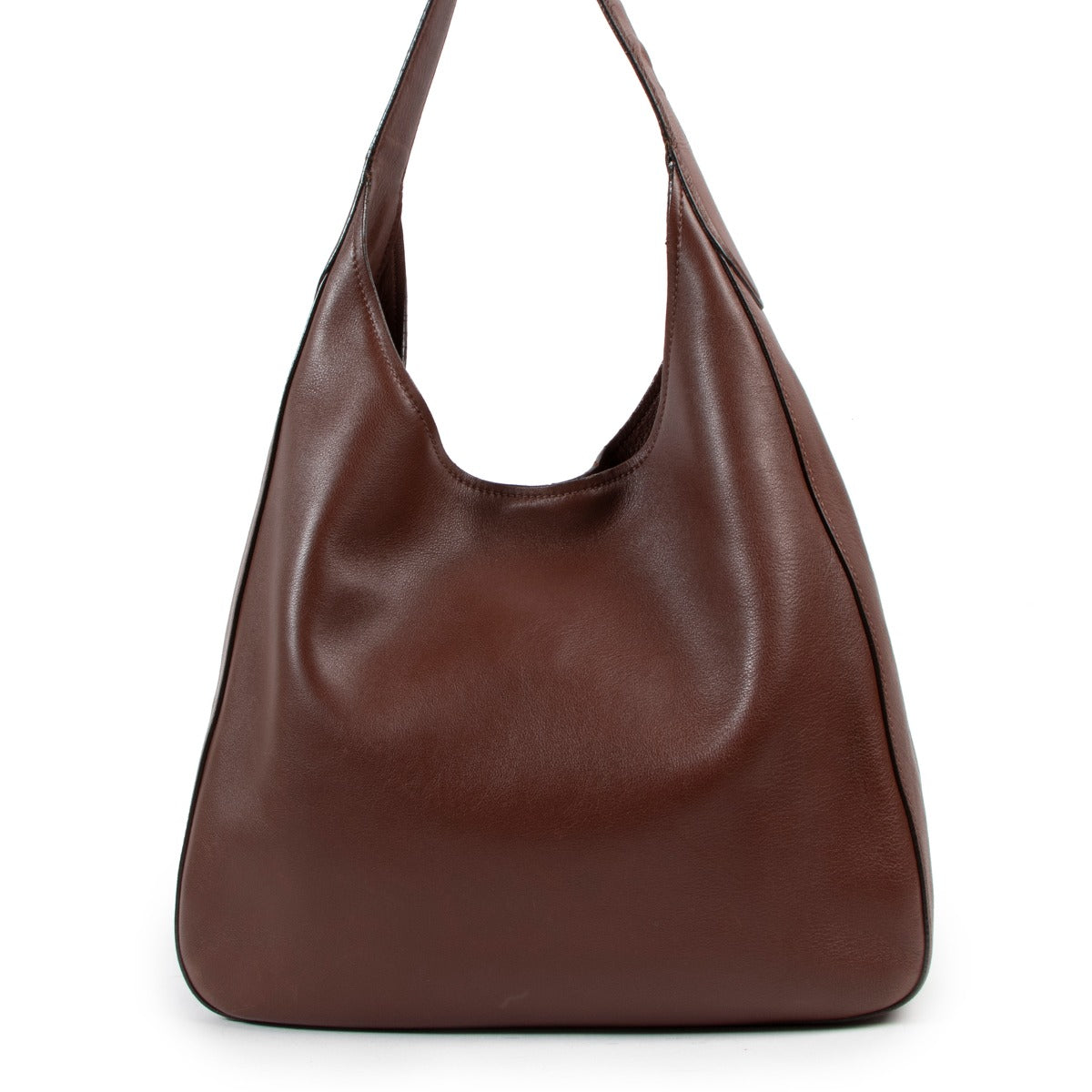Prada Bruin Leren Schoudertas