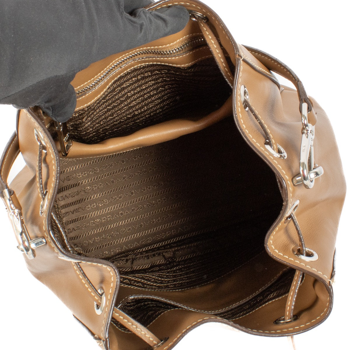 shop 100% authentic second hand Prada Brown Leather Bucket Bag on Labellov.com