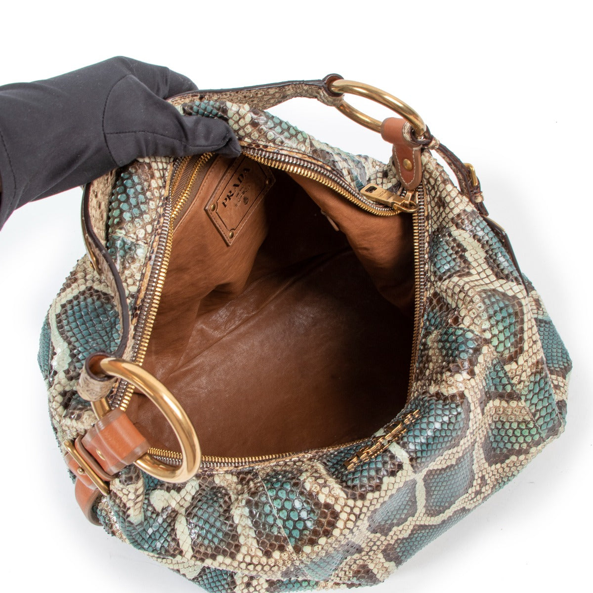 Prada Pitone Azzurro Python Hobo Bag