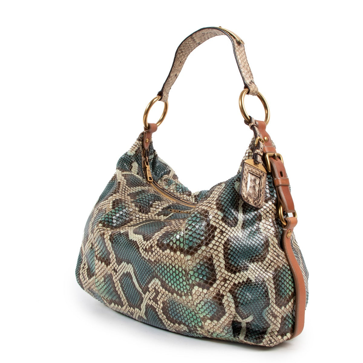 Prada Pitone Azzurro Python Hobo Bag