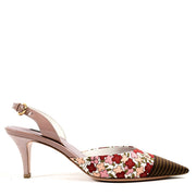 Louis Vuitton Satin Floral Pink Slingback Heels