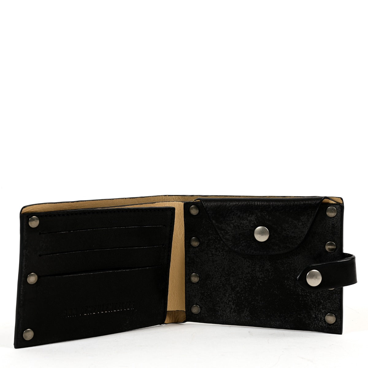 Portefeuille en cuir noir clouté Ann Demeulemeester