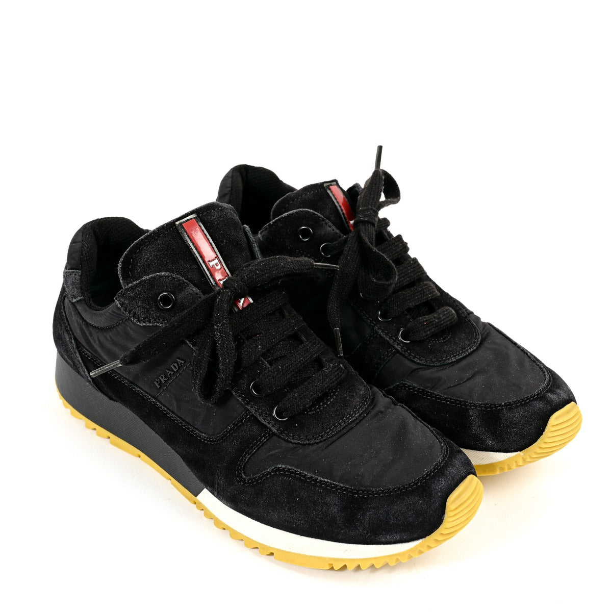 Baskets Prada Linea Rossa en Daim/Nylon Noir - Taille 37,5