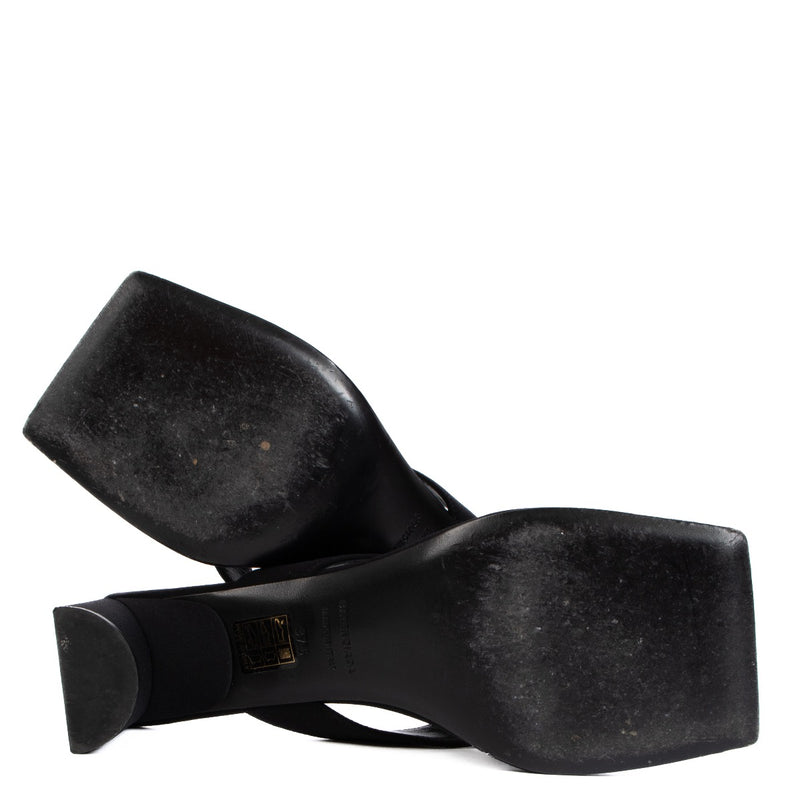 Balenciaga Black Double Square Thong Sandals - size 37,5