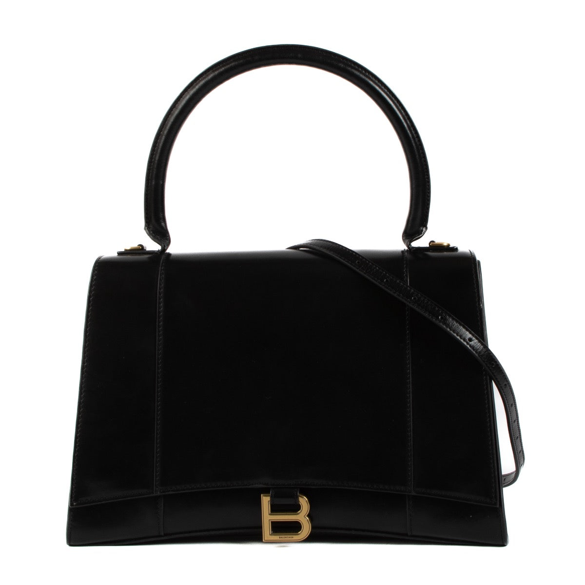 Shop safe online at Labellov in Antwerp, Brussels and Knokke this 100% authentic second hand Balenciaga Black Medium Hourglass Top Handle + Strap