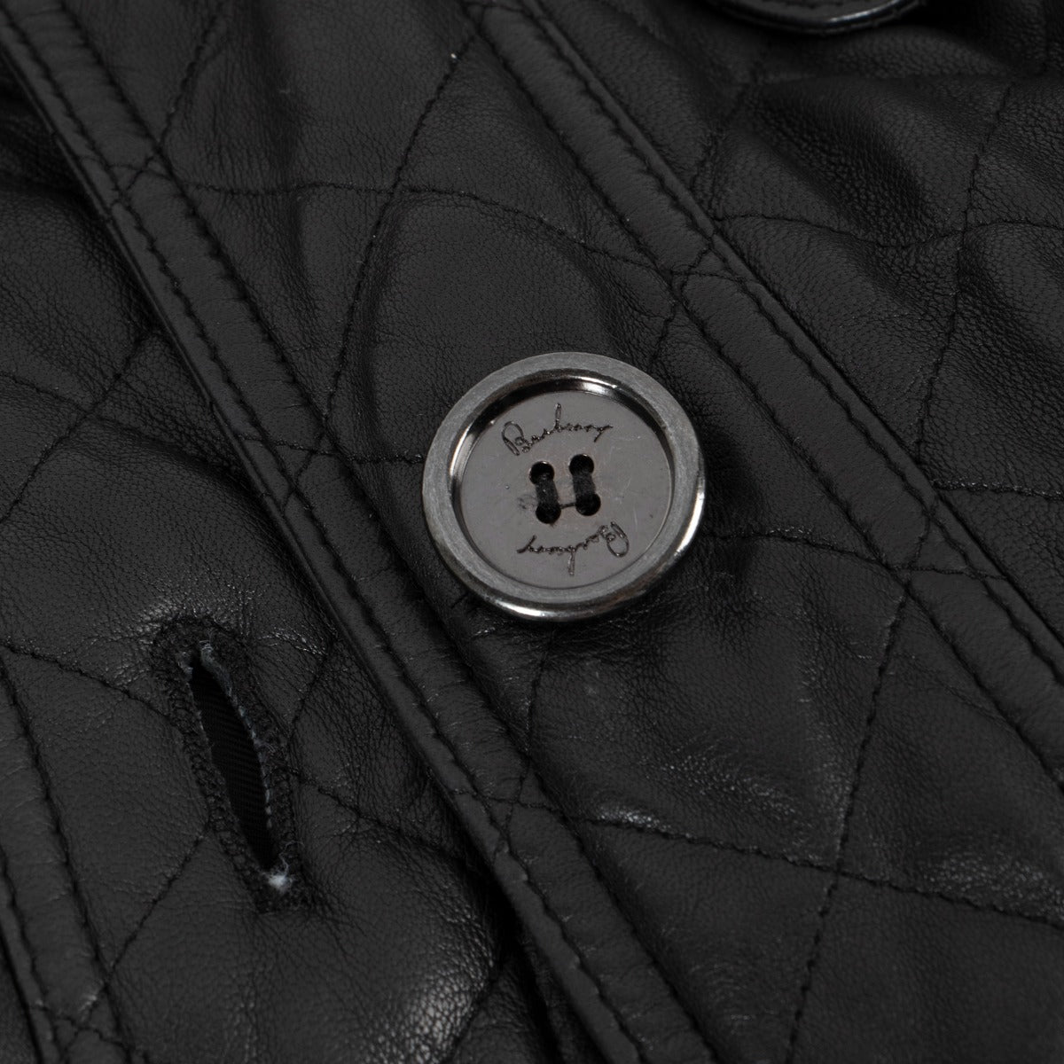 Burberry London Black Quilted Leather Trench Coat - Size FR38