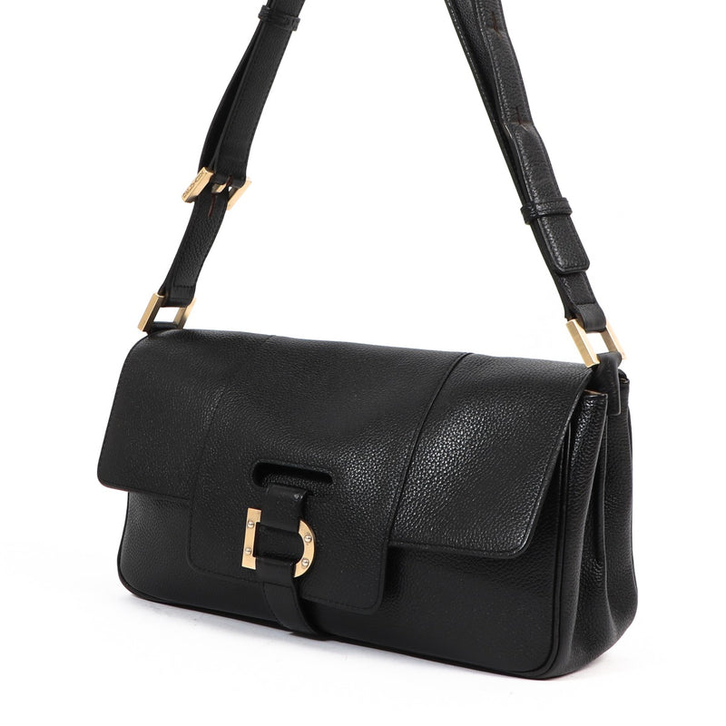 Buy an authentic Delvaux Black Le Colette MM Café Leather Shoulder Bag in good condition at Labellov in Antwerp
