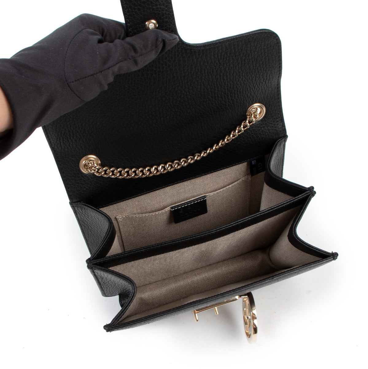 Gucci Interlocking G Black Leather Crossbody Bag