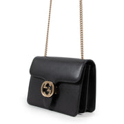 Gucci Interlocking G Black Leather Crossbody Bag