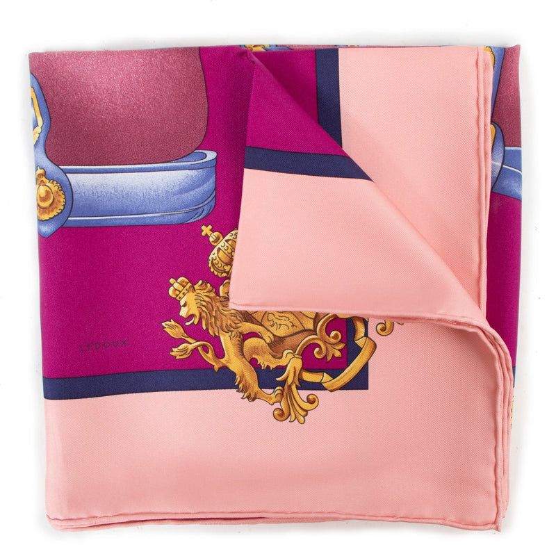 Hermès Pink Harnais de Cour Carré 90 Silk Scarf