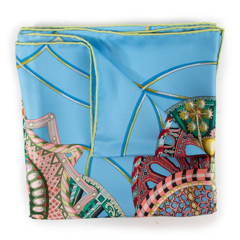 Hermès Blue Les Dômes Célestes Carré 90 Silk Scarf