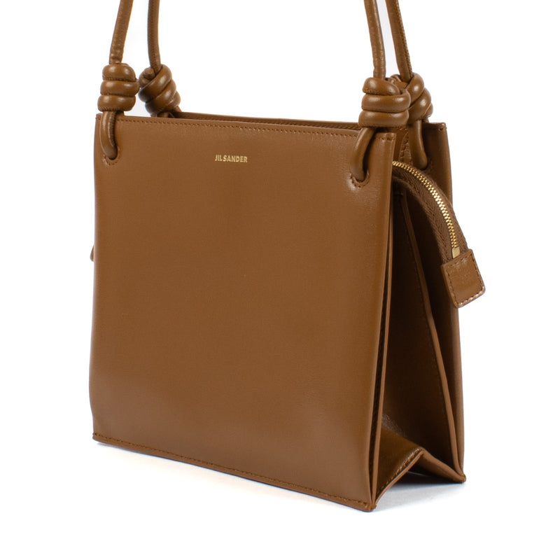 Jil Sander Camel Leren Draagtas met Knoopdetail