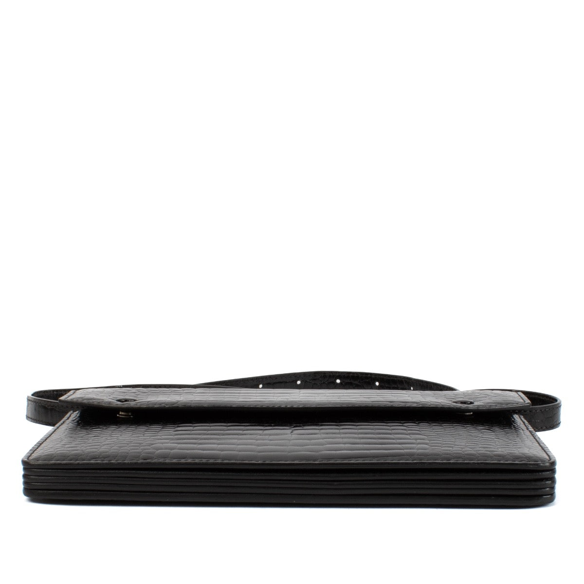 shop 100% authentic second hand Maison Margiela Black Crocodile-Embossed Accordion Messenger Bag on Labellov.com