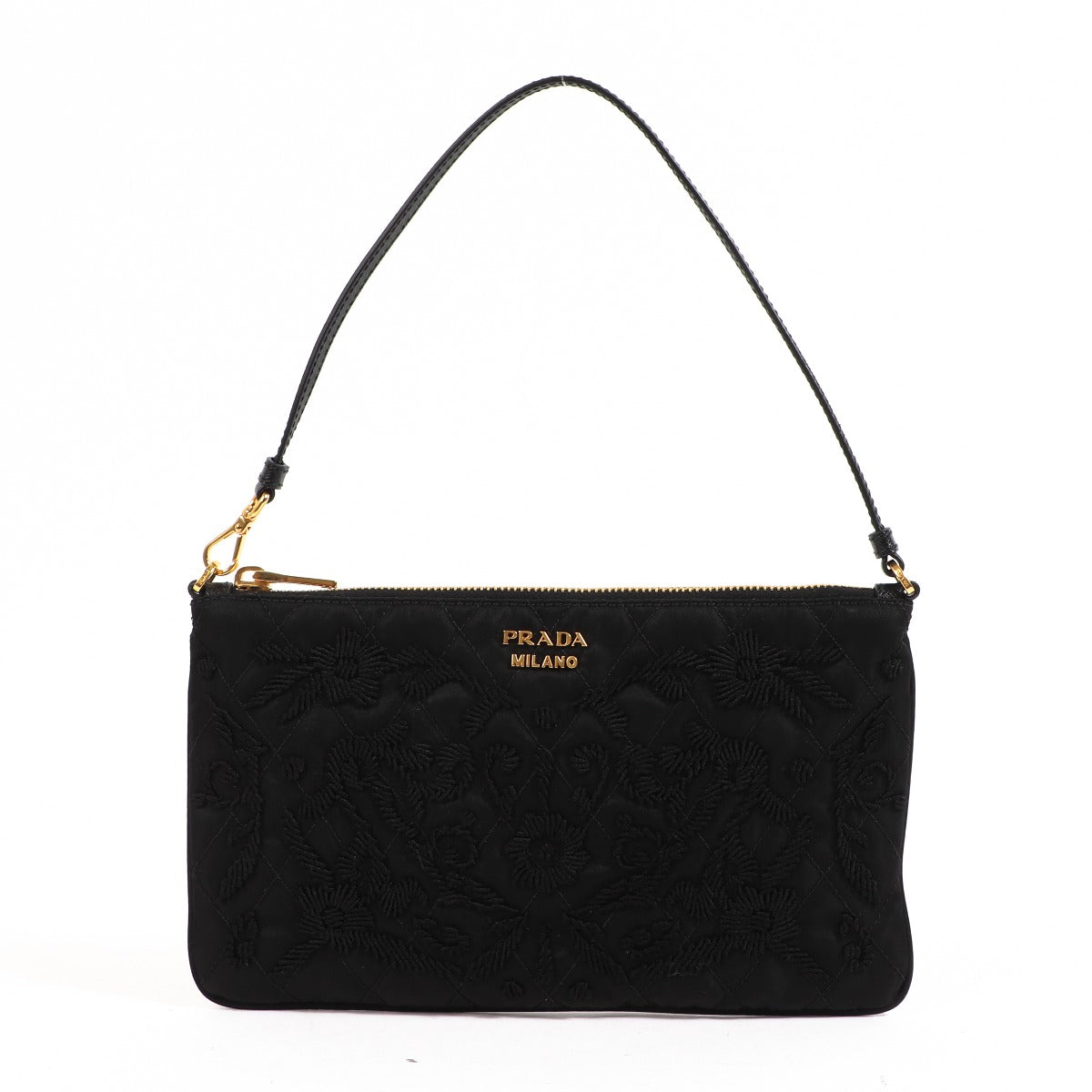 Buy an authentic second-hand Prada Black Nylon Tessuto Impuntu Nylon Pochette in very good condition at Labellov in Antwerp.