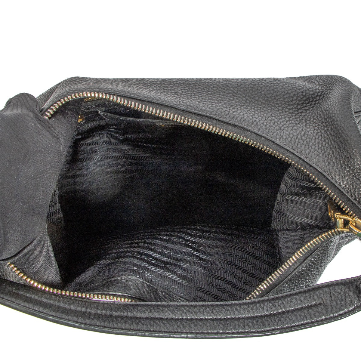 Shop safe online at Labellov in Antwerp, Brussels and Knokke this 100% authentic second hand Prada Black Vitello Daino Hobo Shoulder Bag