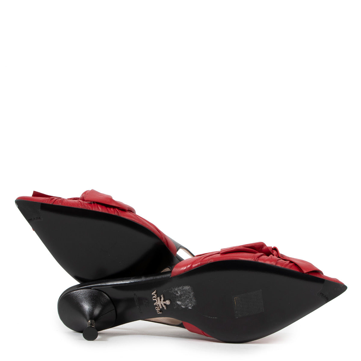Escarpins Prada en cuir rouge à bride arrière - taille 36