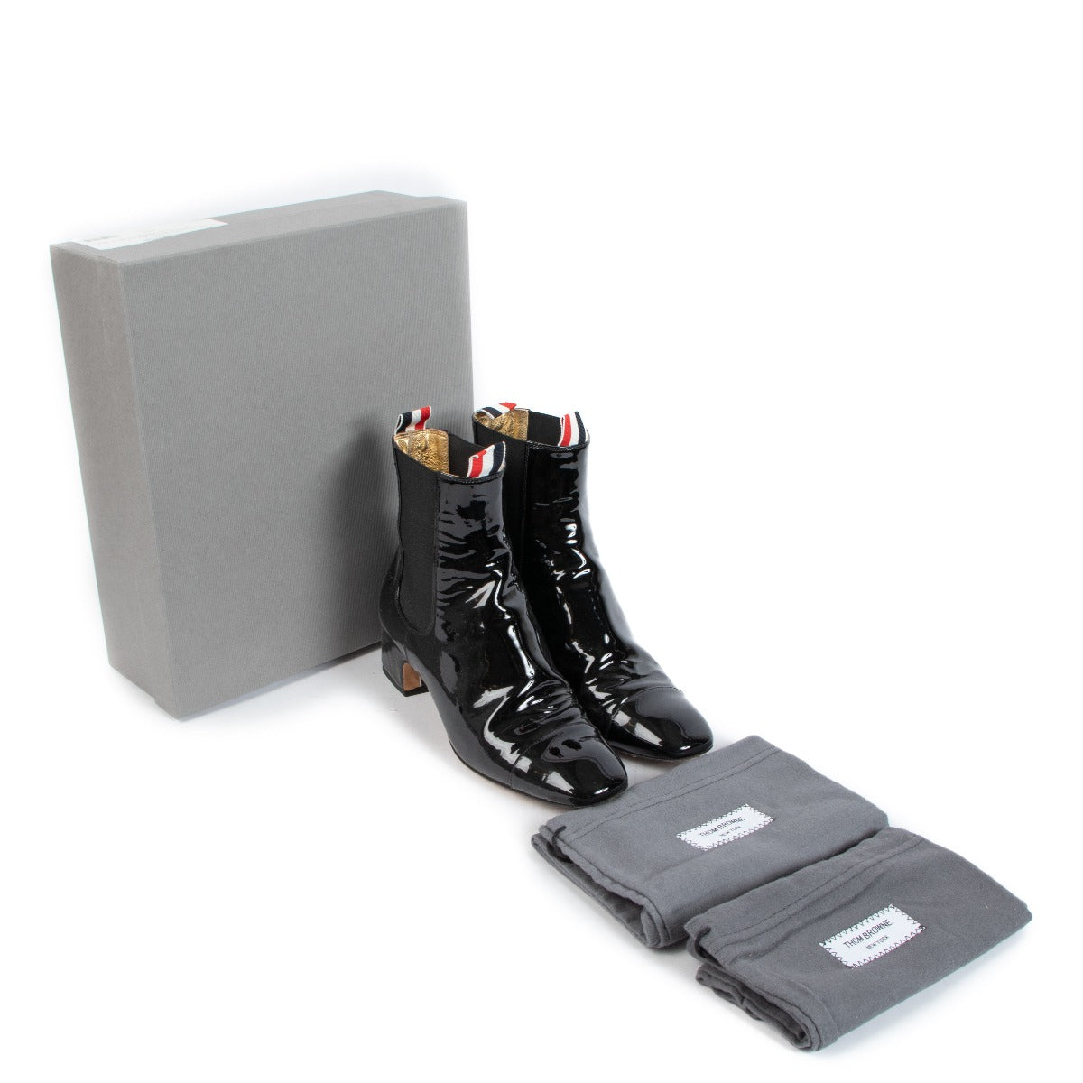 Thom Browne Black Patent Leather Boots