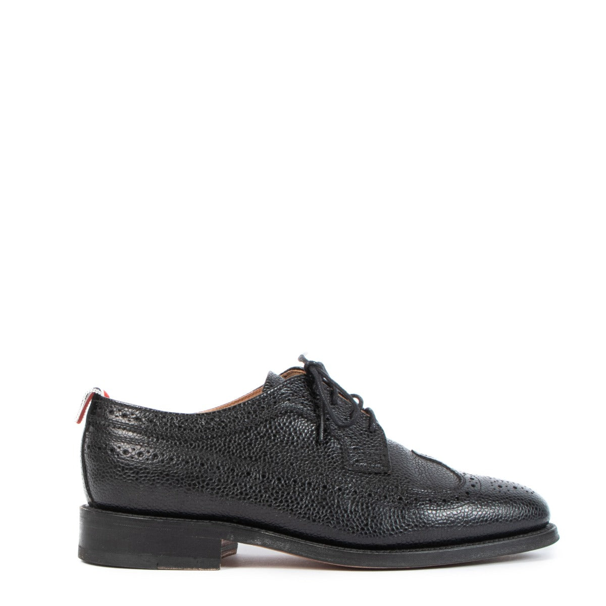 Thom Browne Black Pebble Grain Leather Derby Shoes - Size 38