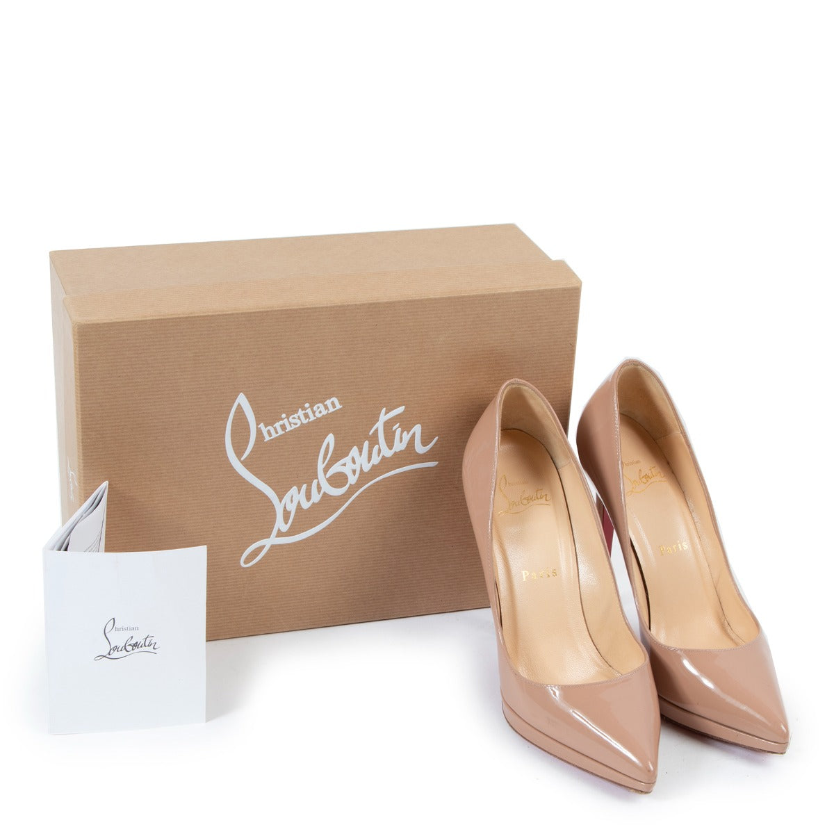 Christian Louboutin Private Number 120 Latte Patent Leather Heels