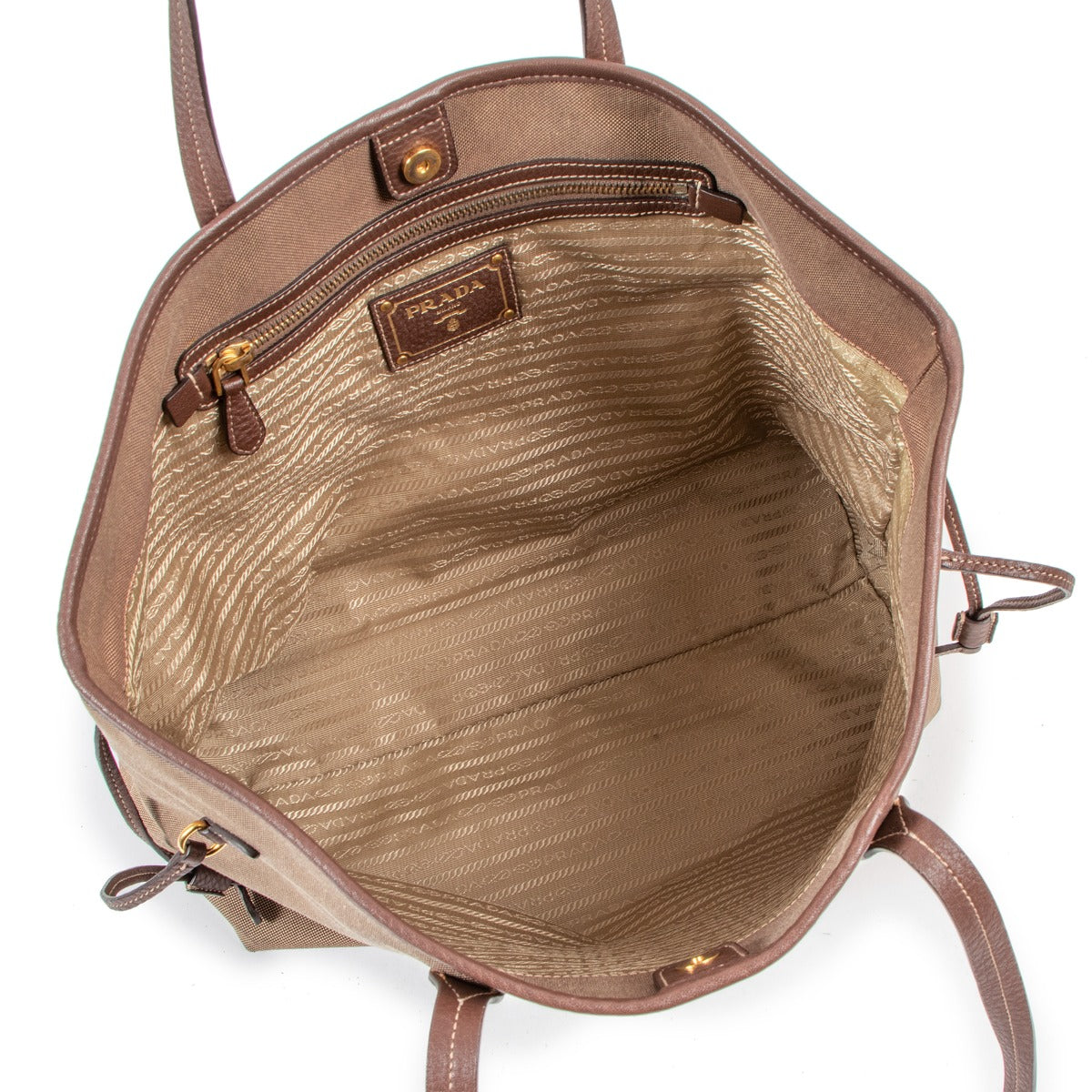 Prada Logo Jacquard Canvas Shopping Bag