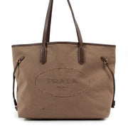 Prada Logo Jacquard Canvas Shopping Bag