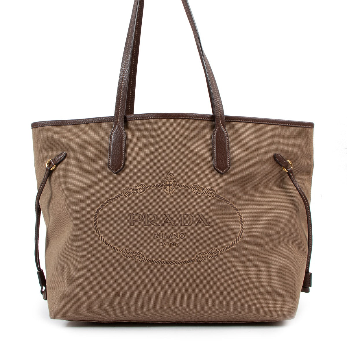 Prada Logo Jacquard Canvas Shopping Bag