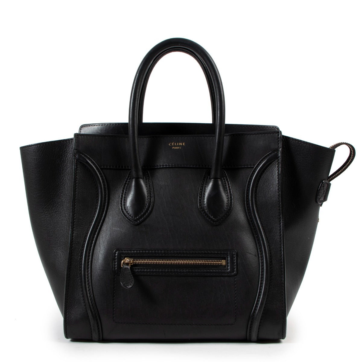 Celine Black Leather Mini Luggage Tote Bag