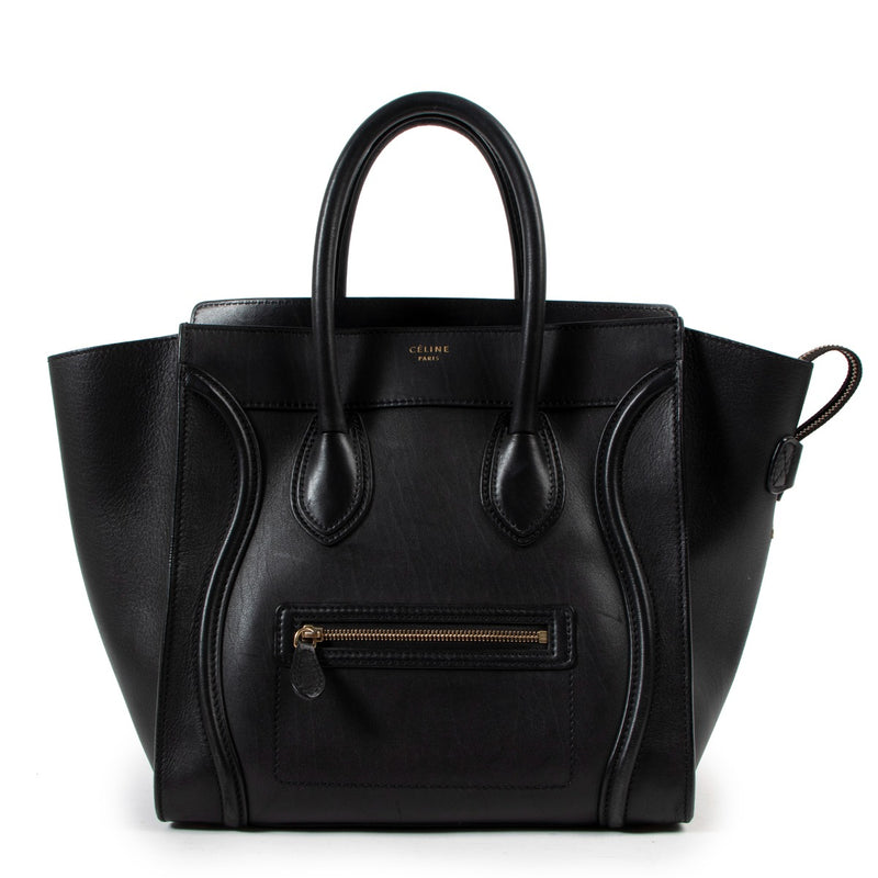 Celine Black Leather Mini Luggage Tote Bag