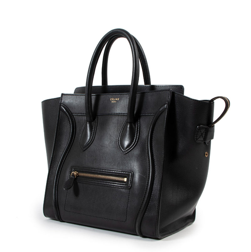 Celine Black Leather Mini Luggage Tote Bag