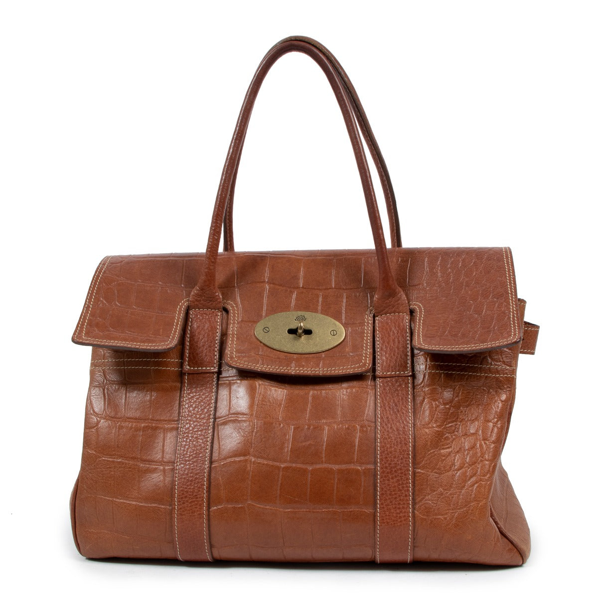 Mulberry Bayswater Brown Crocodile Embossed Handbag