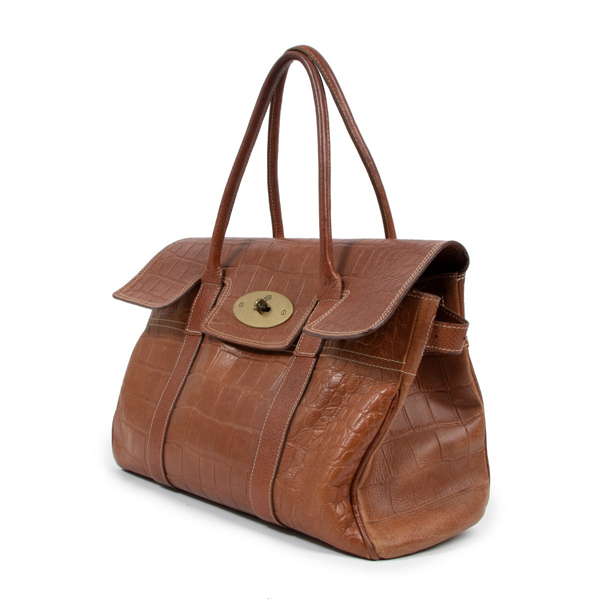 Mulberry Bayswater Brown Crocodile Embossed Handbag